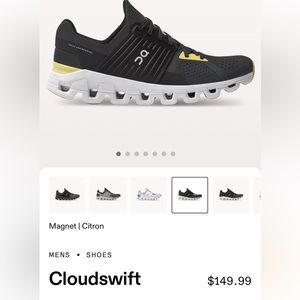 On Running size 10 cloudswift magnet citron sneakers